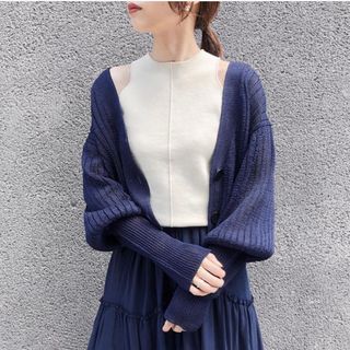 カーサフライン(CASA FLINE)のCASA FLINE ストローヤーンカーディガン NAVY(カーディガン)