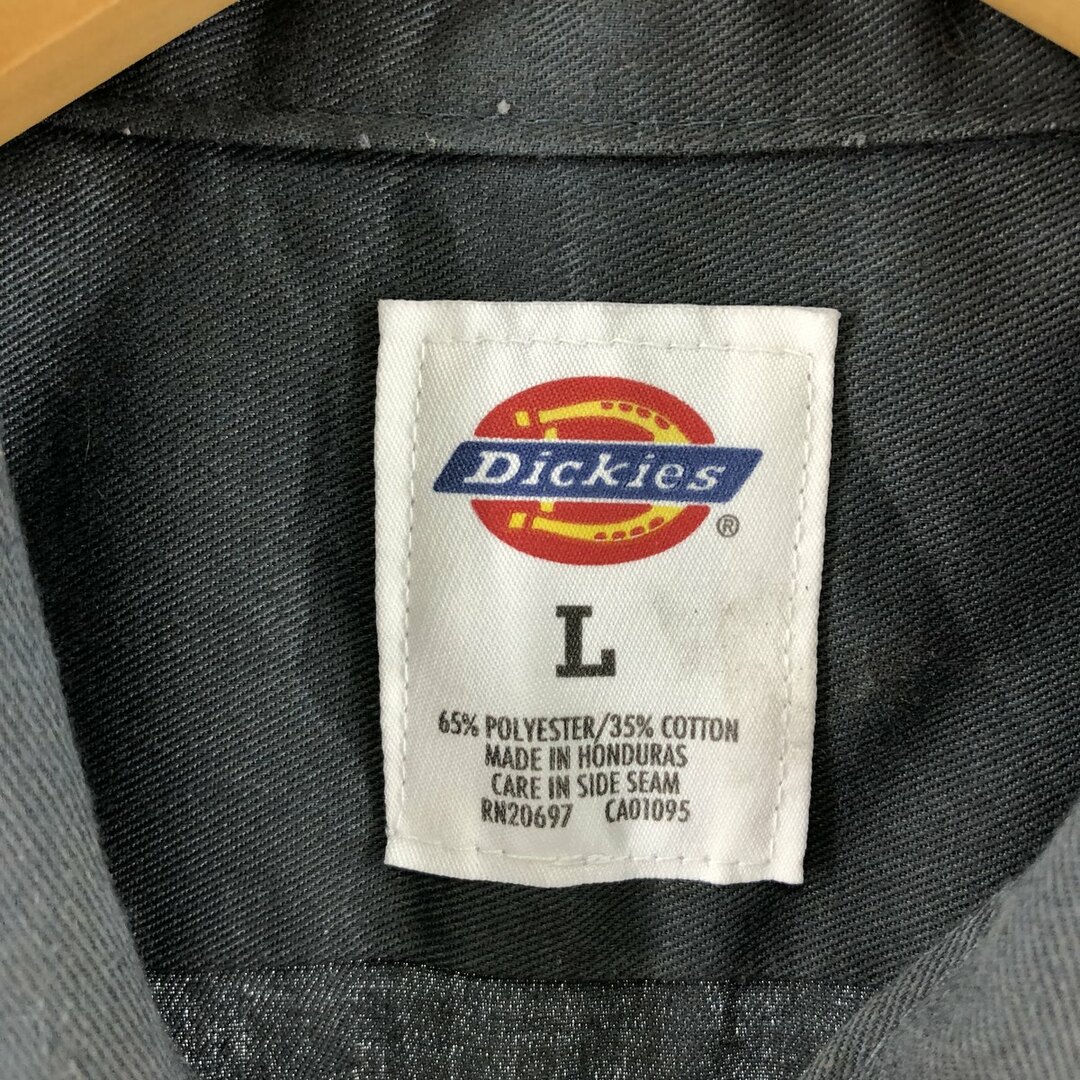 Dickies(ディッキーズ)の古着 ディッキーズ Dickies 刺繍 長袖 ワークシャツ メンズL /eaa370851 メンズのトップス(シャツ)の商品写真