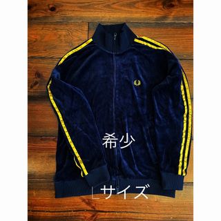 【極美品】FRED PERRY ベロア ジャージ ワンポイントロゴ 黒×金 M