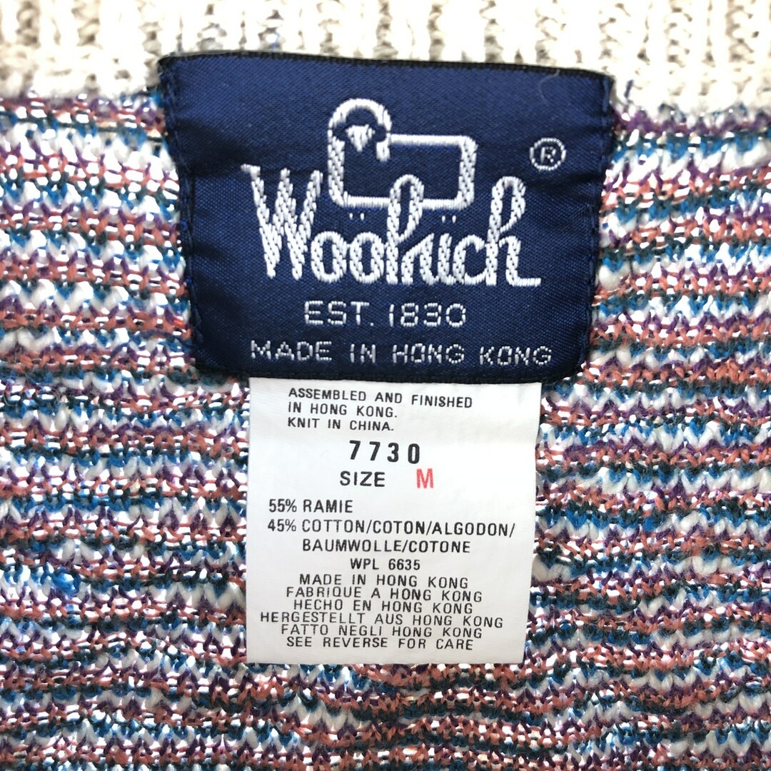 WOOLRICH(ウールリッチ)の古着 80年代 ウールリッチ WOOLRICH 総柄 ラミー×コットンニットセーター メンズL ヴィンテージ /eaa369648 メンズのトップス(ニット/セーター)の商品写真