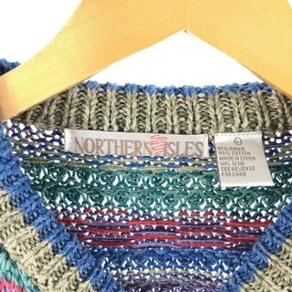 古着 NORTHERN ISLES マルチボーダー コットンニットセーター メンズL ... Great Land ロールネック マルチボーダー コットンニットセーター USA製 メンズL /eaa371172