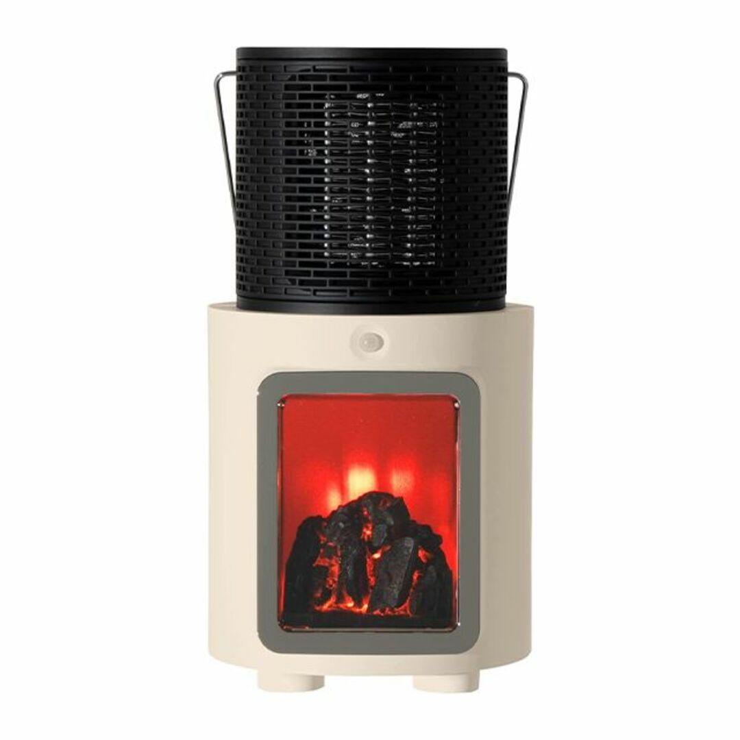 暖炉調照明付きコンパクトセラミックファンヒーター モダンデコ