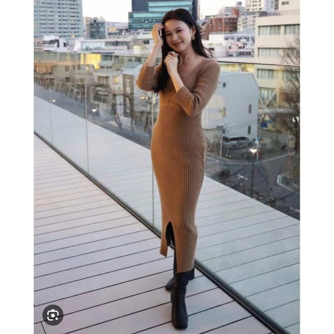 l'or ロル Layered Rib Knit Dress ニットワンピース レディースのワンピース(ロングワンピース/マキシワンピース)の商品写真