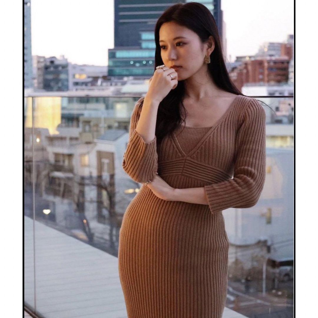 l'or ロル Layered Rib Knit Dress ニットワンピース レディースのワンピース(ロングワンピース/マキシワンピース)の商品写真