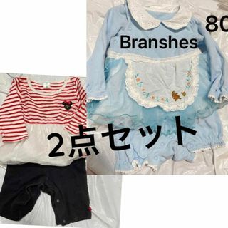 ブランシェス(Branshes)のディズニー ロンパス 80 2点セット ブランシェス ワンピース(カバーオール)