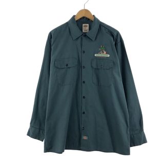 ディッキーズ(Dickies)の古着 ディッキーズ Dickies 刺繍 長袖 ワークシャツ メンズL /eaa372148(シャツ)