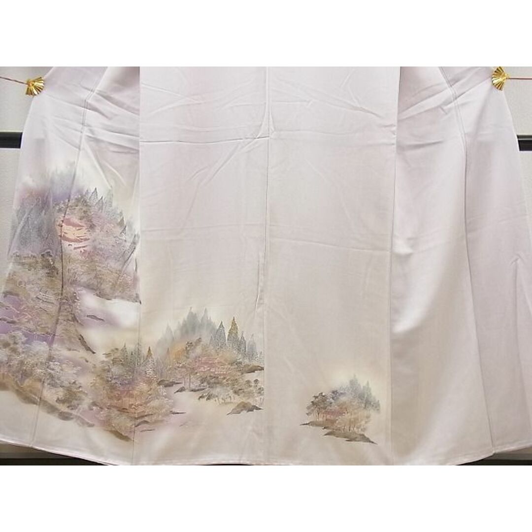 平和屋野田店■訪問着 手描き 風景文 暈し染め 金彩 逸品 n-gt2661 平和屋野田店■訪問着 手描き 風景文 暈し染め 金彩 逸品 n-gt2661