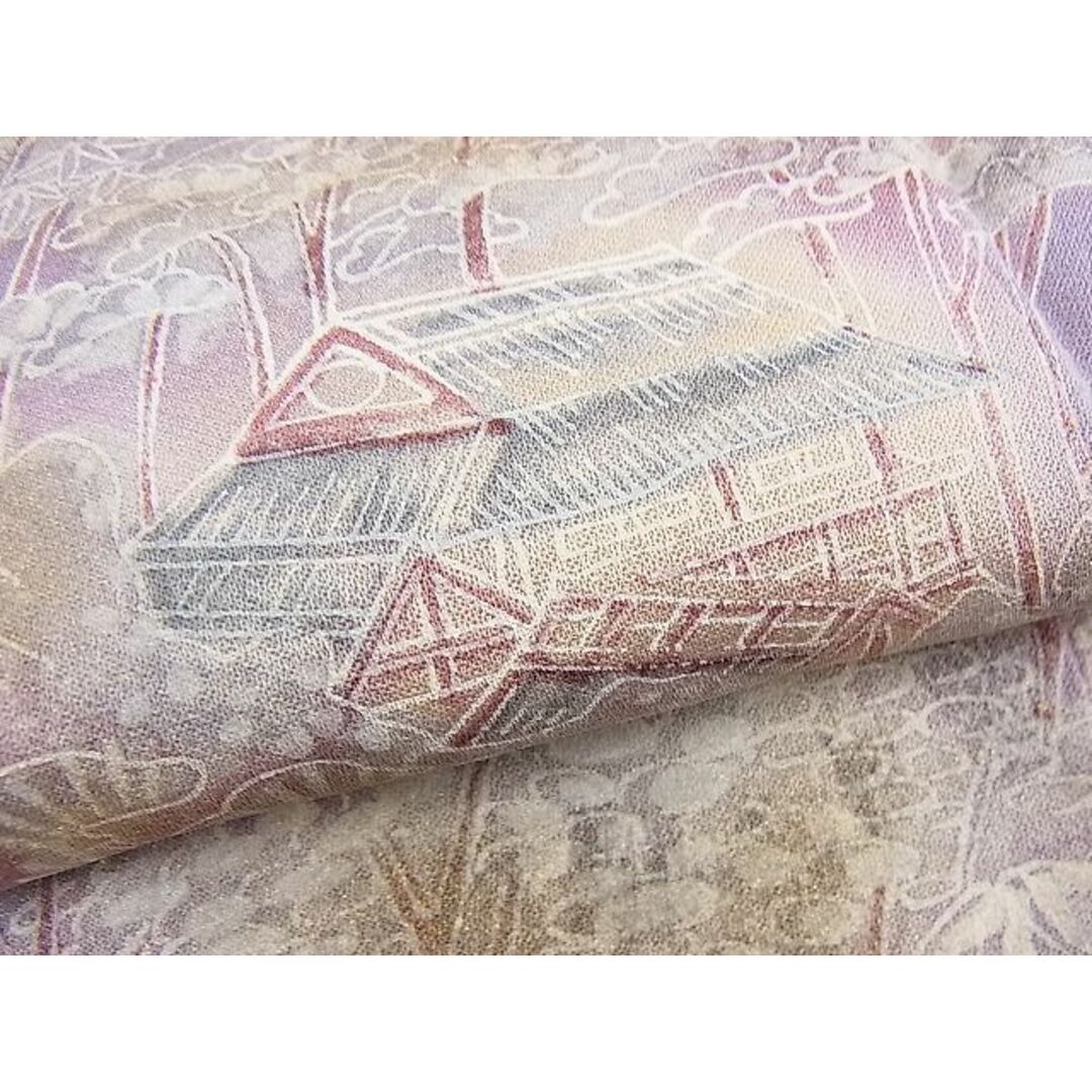 平和屋野田店■訪問着 手描き 風景文 暈し染め 金彩 逸品 n-gt2661 平和屋野田店■訪問着 手描き 風景文 暈し染め 金彩 逸品 n-gt2661