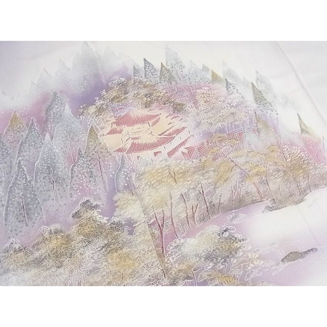 平和屋野田店■訪問着 手描き 風景文 暈し染め 金彩 逸品 n-gt2661 平和屋野田店■訪問着 手描き 風景文 暈し染め 金彩 逸品 n-gt2661