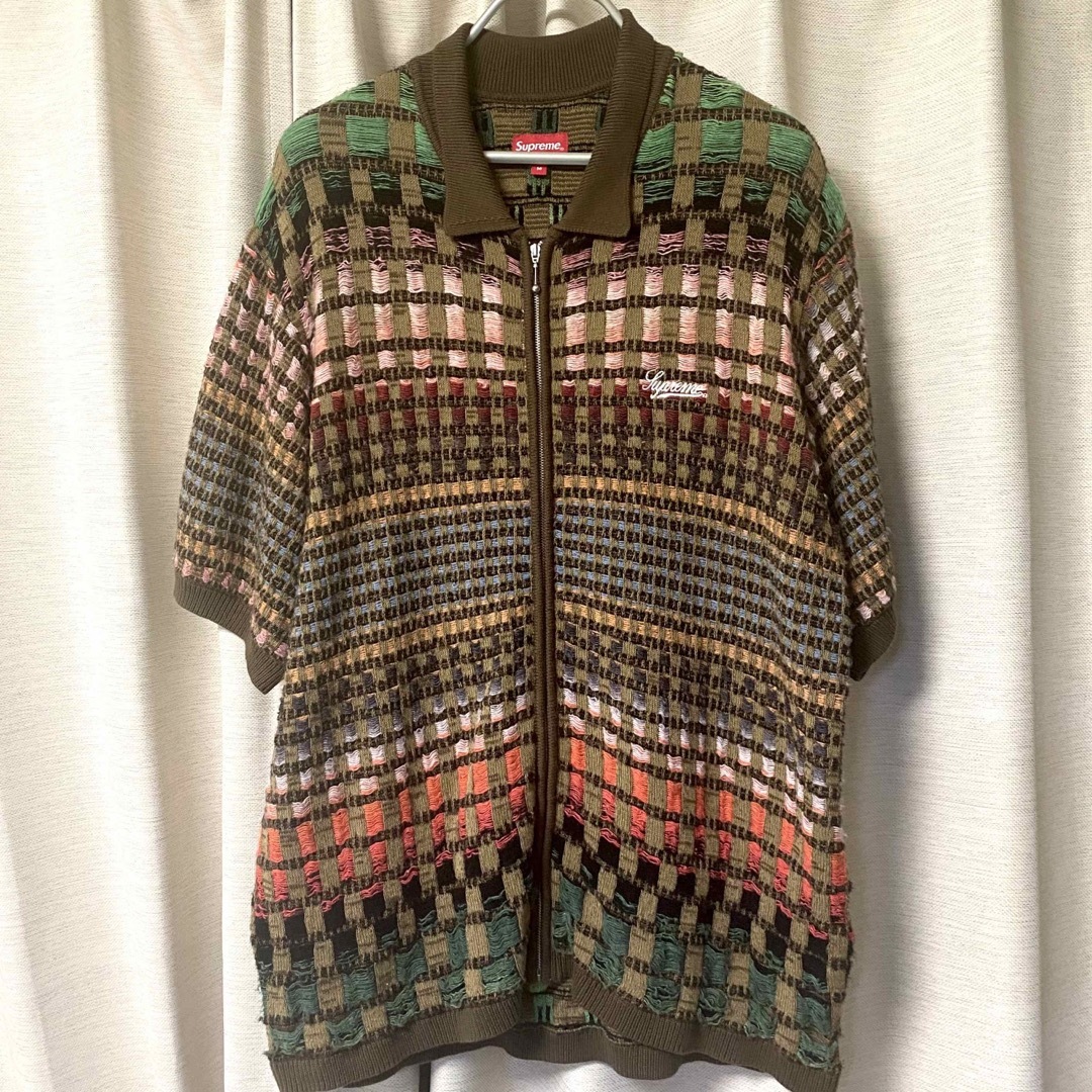 Supreme - Supreme Gradient Grid Zip Up Polo Brownの通販 by のの's