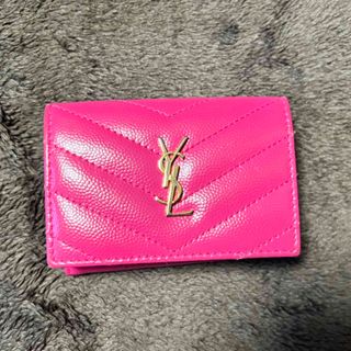 極 美品 YVES SAINT LAURENT イヴ サンローラン YSL カサンドラマテラッセ オリガミ タイニーウォレット レザー 三つ折り財布 黒 90992