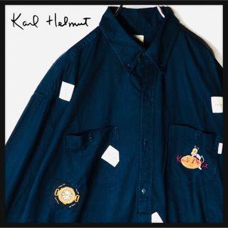 カールヘルム(Karl Helmut)の【超人気デザイン】カールヘルム 刺繍ロゴ 総柄シャツ ビックサイズ ネイビー(シャツ)