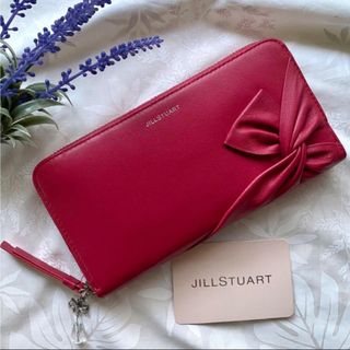 ジルスチュアート(JILLSTUART)の【新品】ジルスチュアート ラウンドファスナー長財布リボン ローズレッド　赤(財布)