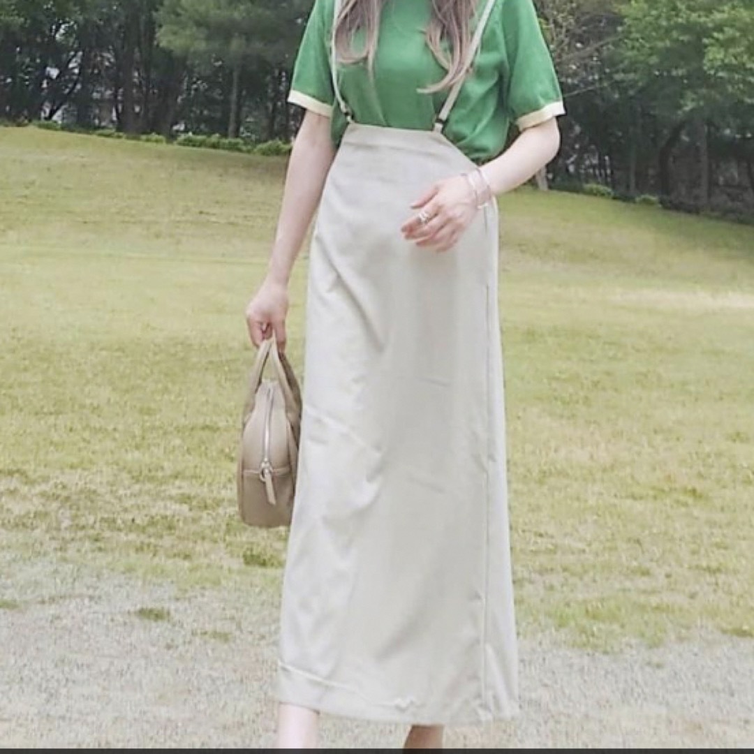 GU - ♡GU/サスペンダー付Aラインスカート ベージュ タグ付新品未