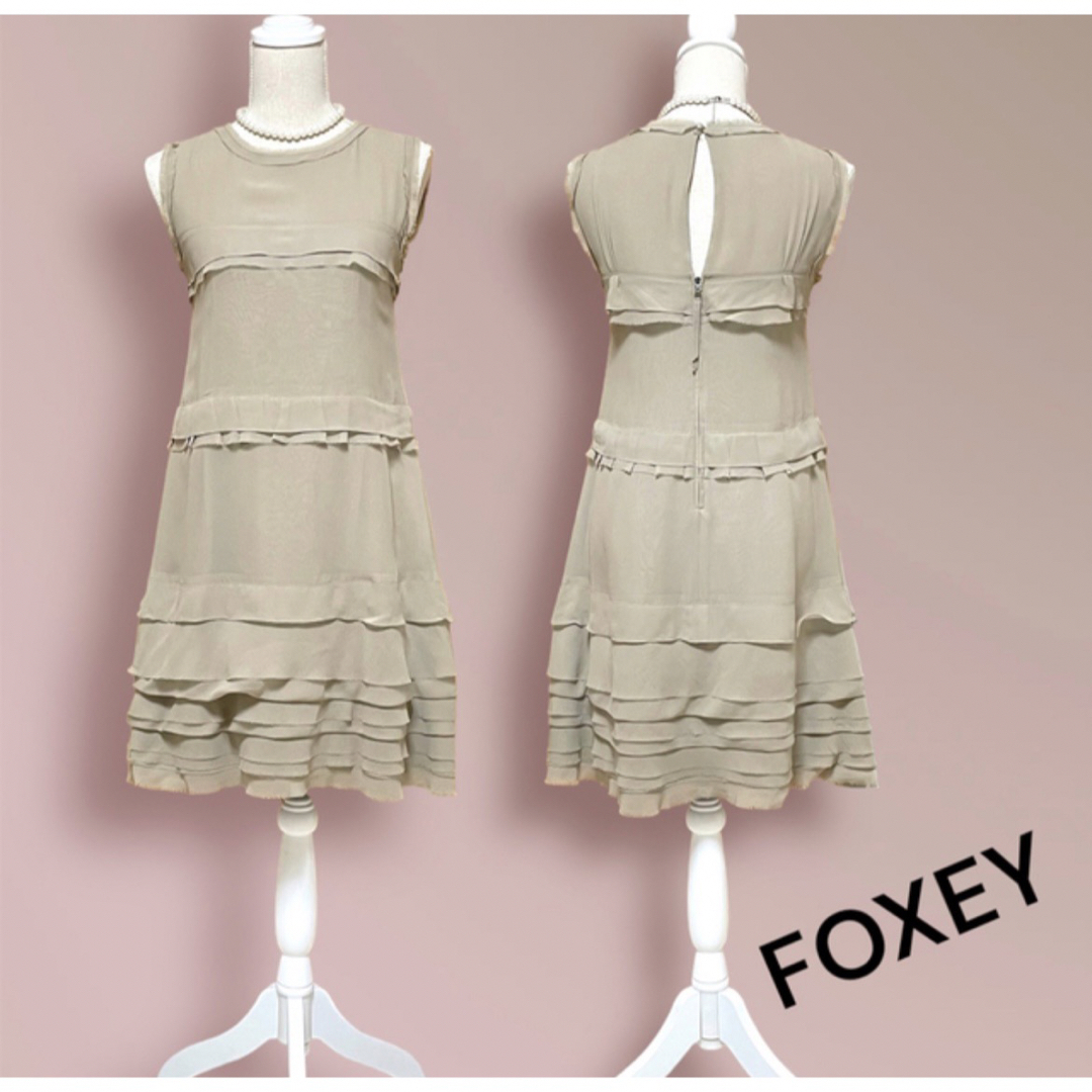 【美品】フォクシーFOXEY シルク ワンピース 38