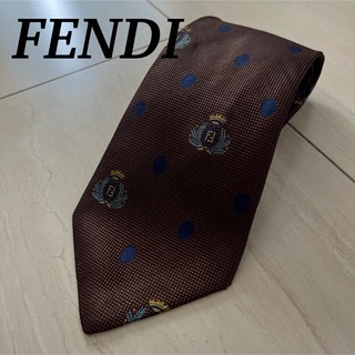 フェンディ(FENDI)の美品✨FENDI ネクタイ　ブラウンのドット柄(ネクタイ)