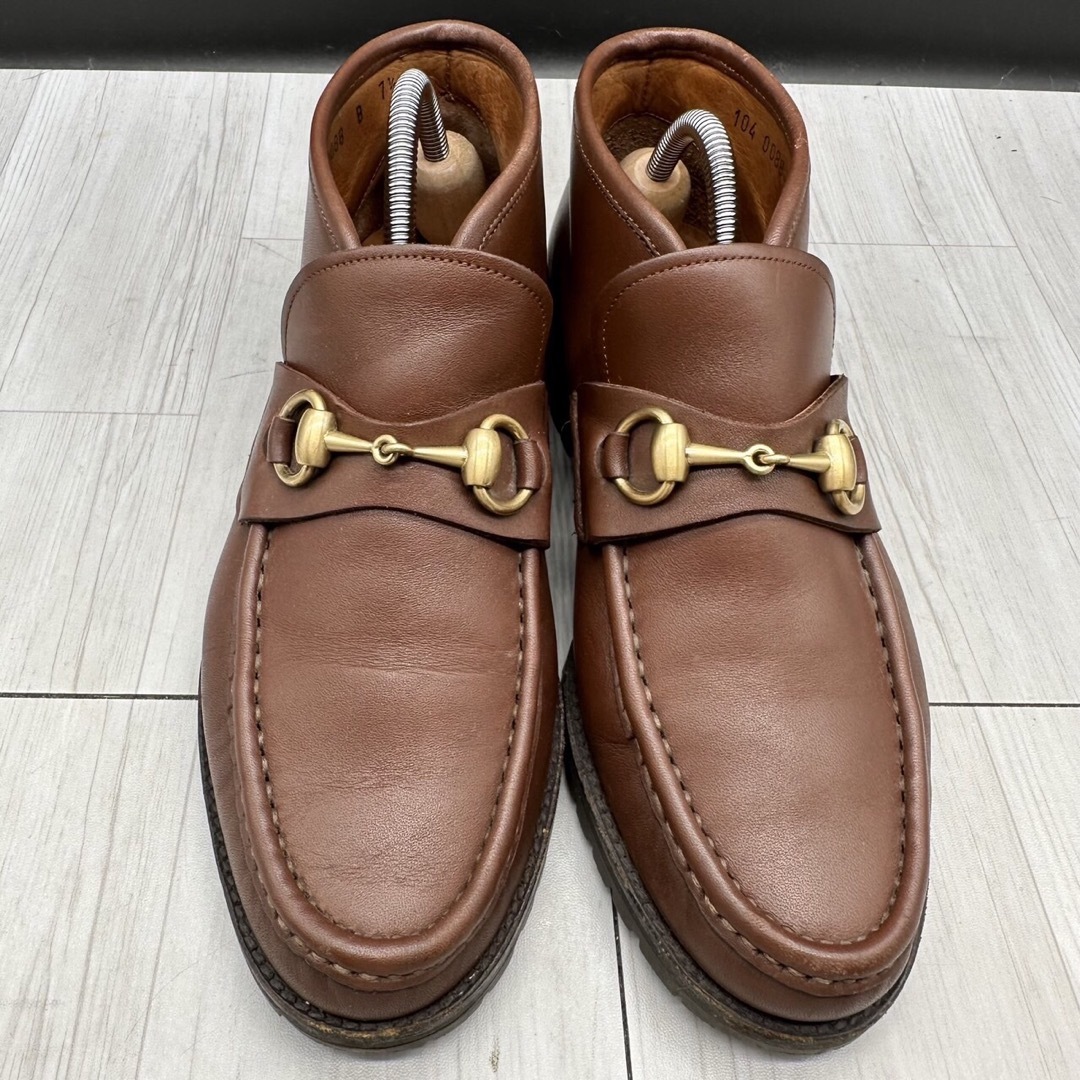 【GUCCI】グッチ 24.5 ホースビット ショートブーツ レザー ブラウン