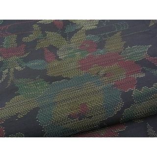平和屋野田店■本場染大島紬 流水群鶴草花文 逸品 n-fw2918