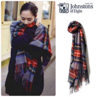 極美品 Johnstons ジョンストンズ プラステ別注カシミア大判ストール-