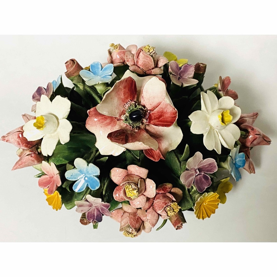 【 美品 】イタリア製 陶花 NUOVA CAPODIMONTE FLOWERS