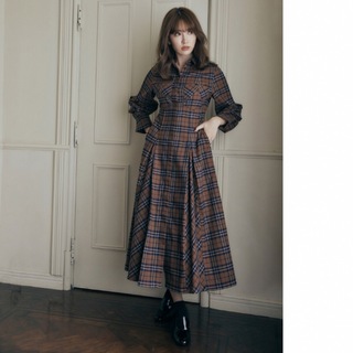 Her lip to - HLT Checkered Pleats Long Shirt Dressの通販 by