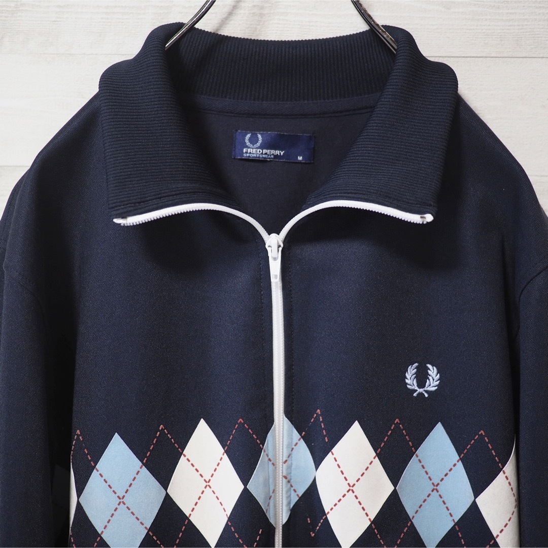 FRED PERRY アーガイルトラックジャケット-Navy/M - ジャージ