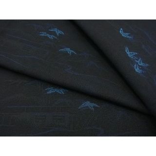 平和屋野田店■夏物 小紋 草花文 黒地 逸品 n-gh2858
