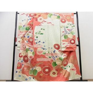 平和屋野田店■豪華振袖 絞り 駒刺繍 エ霞菊桐花文 金彩 逸品 n-gt2564