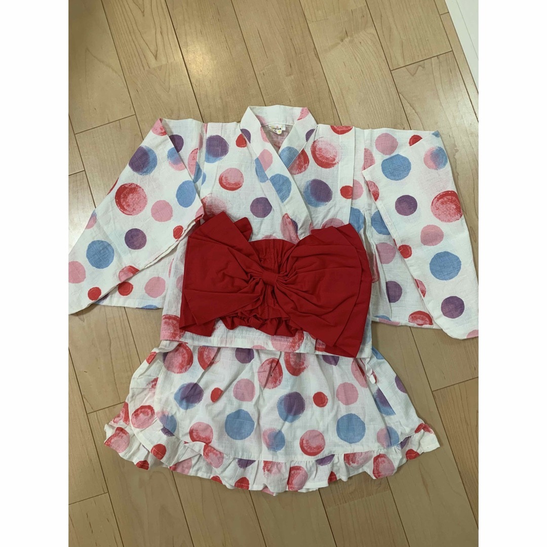 【袴風にも⭐︎】90サイズ女児浴衣風3点セット キッズ/ベビー/マタニティのキッズ服女の子用(90cm~)(甚平/浴衣)の商品写真