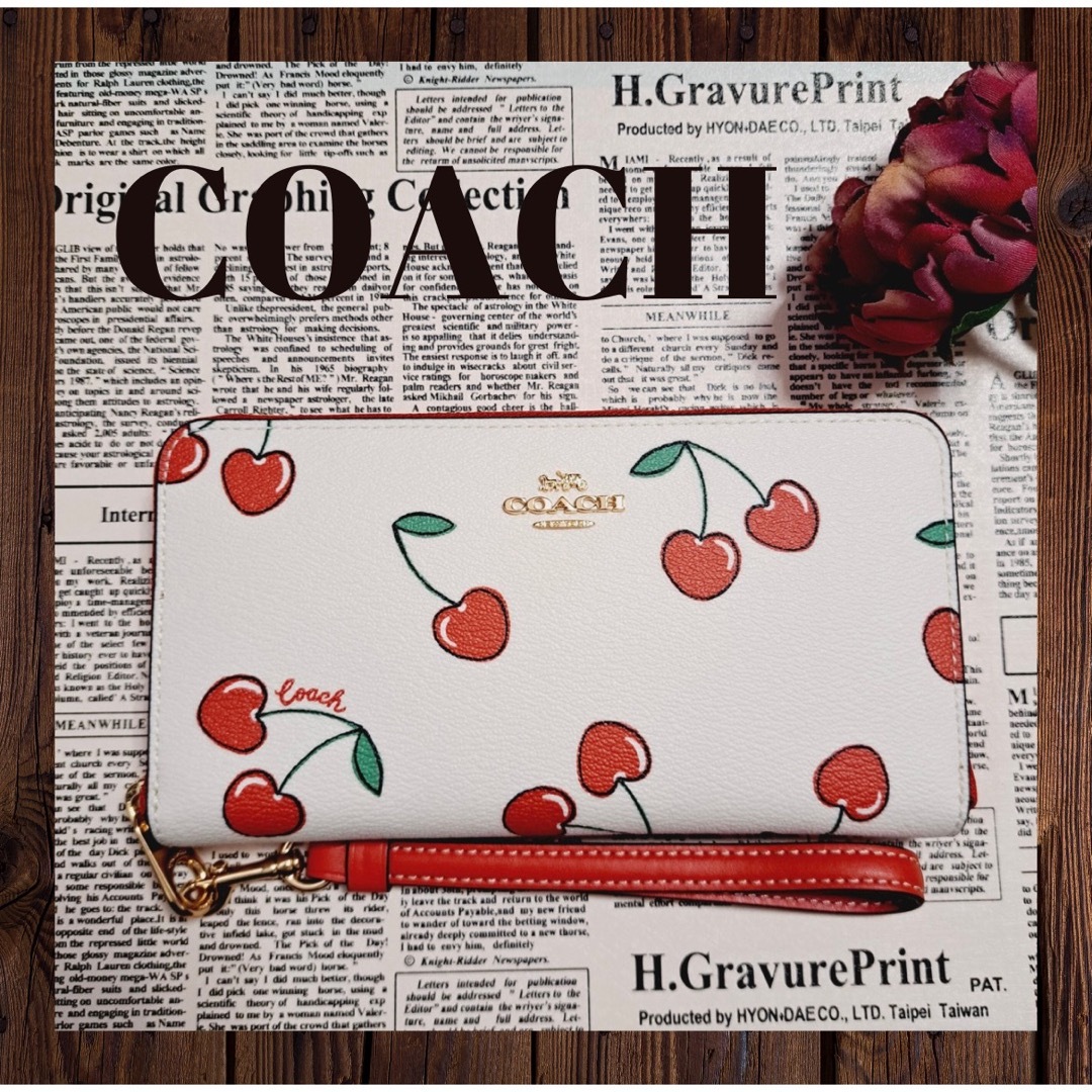 コーチ COACH 長財布 CF406 ハートチェリー ジップアラウンド | フリマアプリ ラクマ