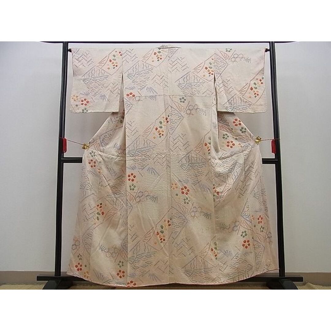 平和屋野田店■上質な小紋 絞り 色紙吉祥文 逸品 n-kv1967