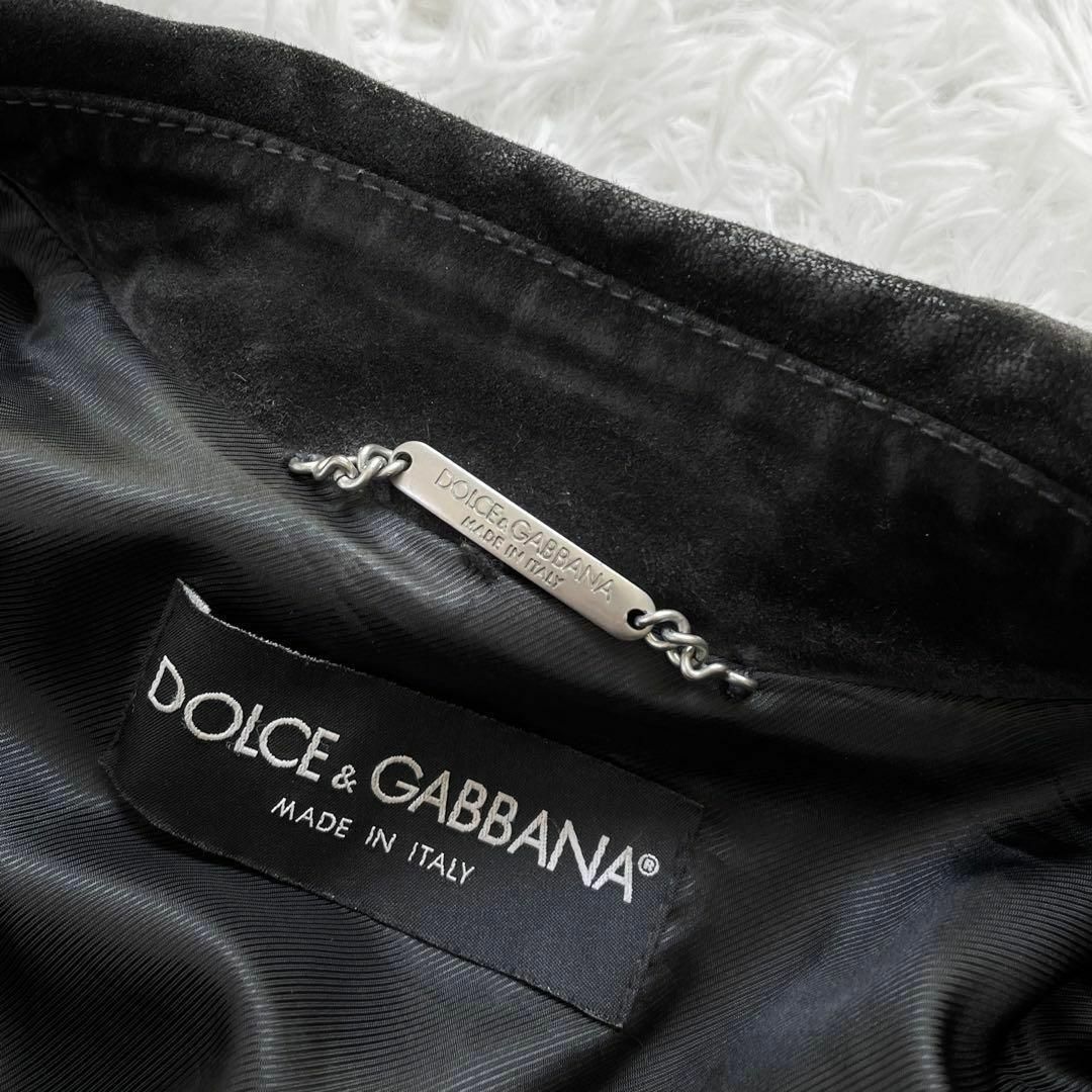 高級『DOLCE＆GABBANA』カーフスキン ビット レザージャケット