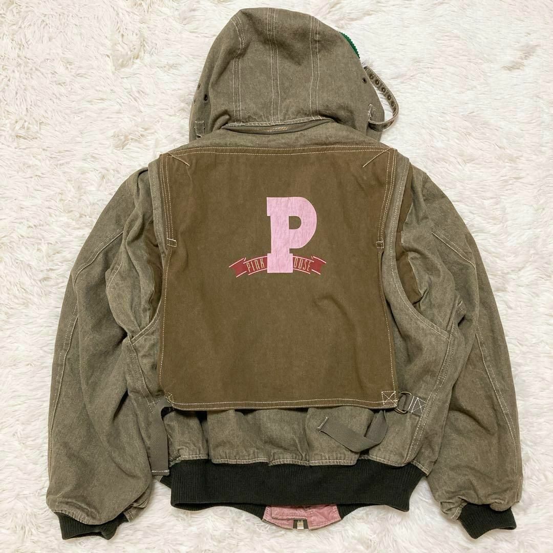 【美品】PINK HOUSE♡モノグラムジップアップパーカー♡ロゴワッペン付き