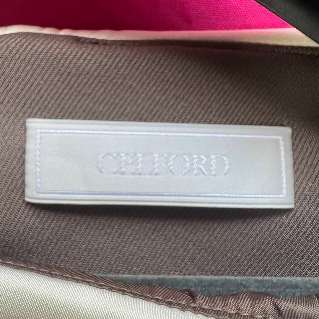 【美品】CELFORD バイカラーワンピース グレー 白襟 フレア 36