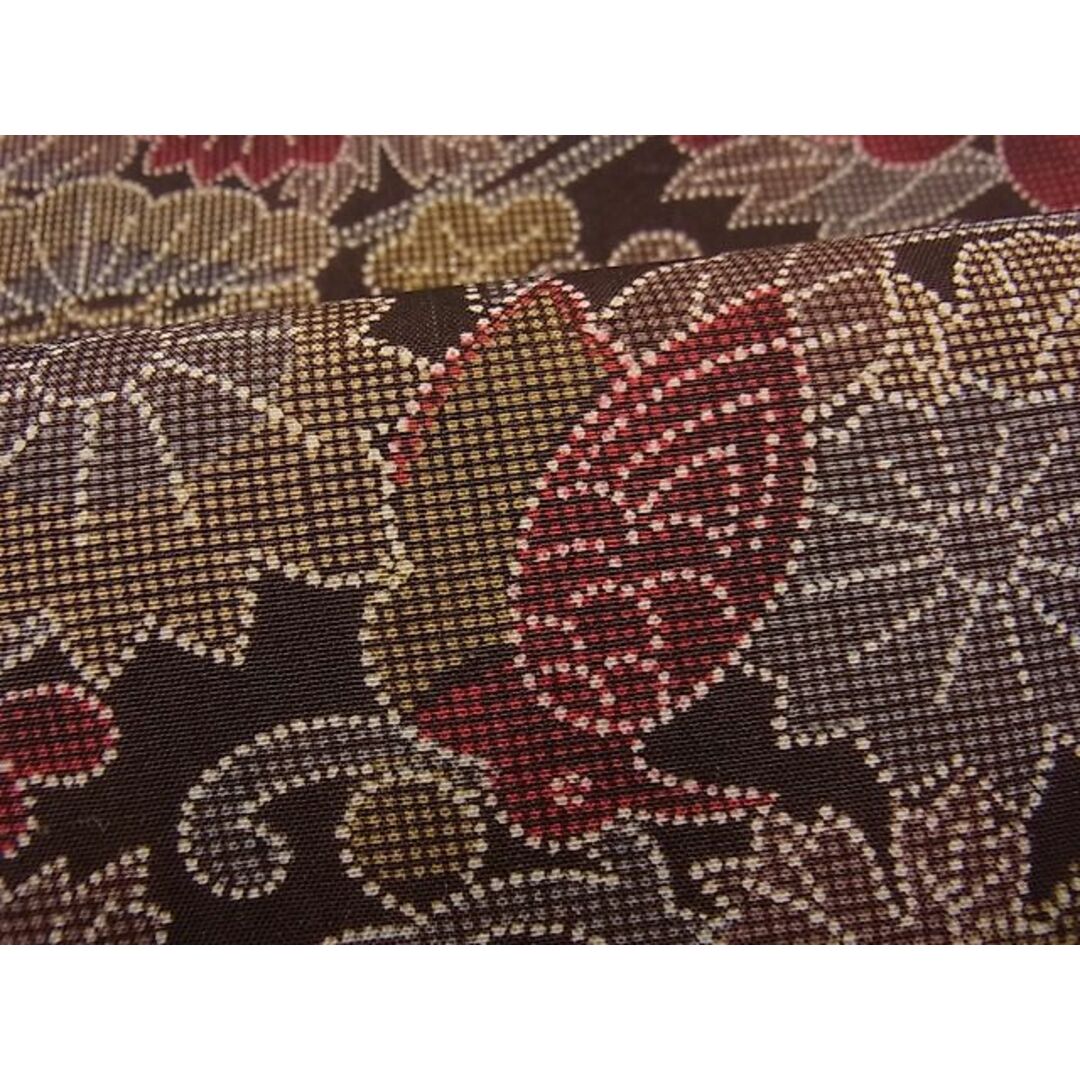 平和屋野田店■本場染大島紬 流水群鶴草花文 逸品 n-fw2918
