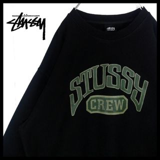 STUSSY  ステューシー アーチセンターロゴ刺繍 ハーフジップスウェット L