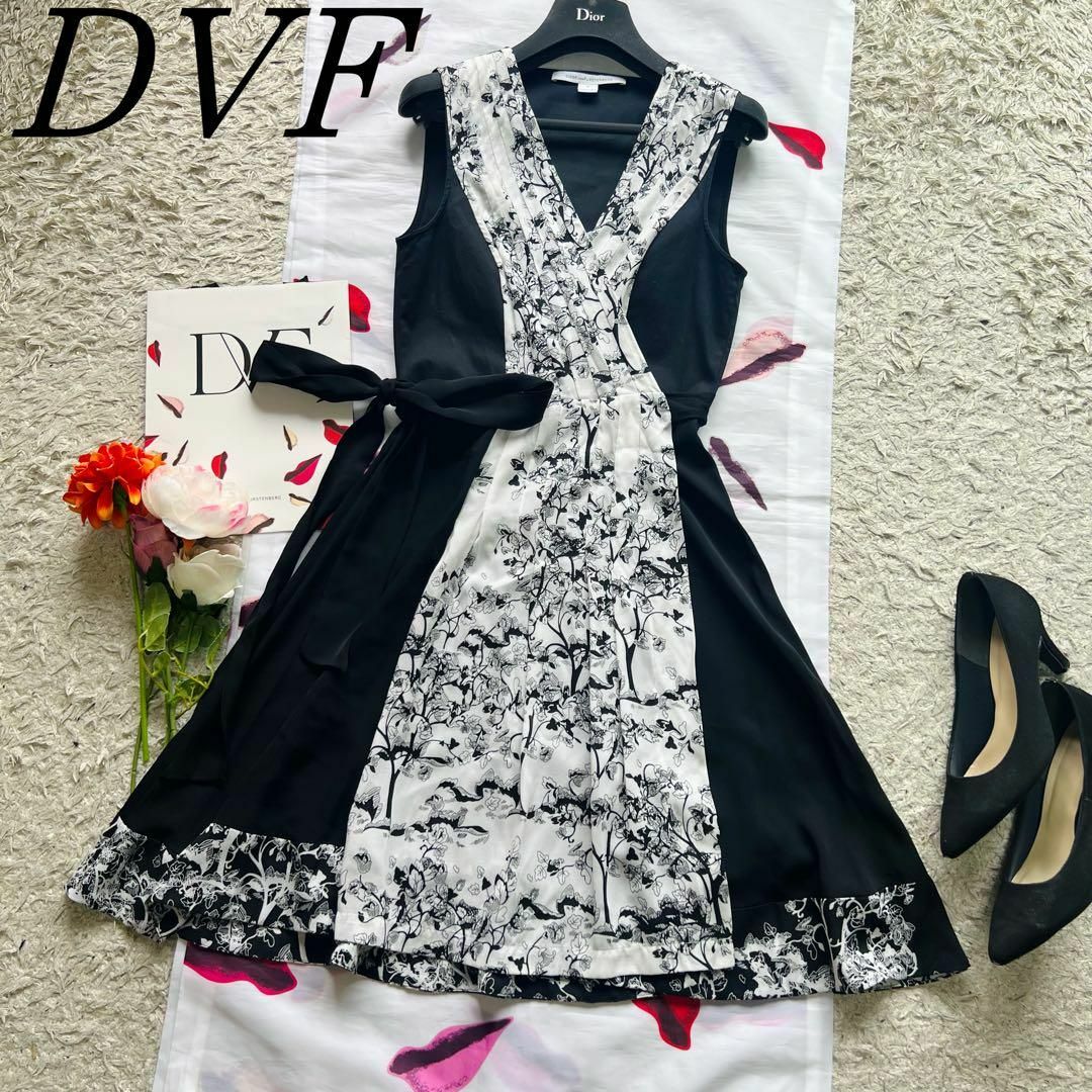 良品】DIANEvonFURSTENBERG ラップワンピース 総柄 4 L-