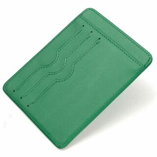 本革 訳アリ 緑 カードケース  スリム カード入れ プレゼント グリーン(折り財布)