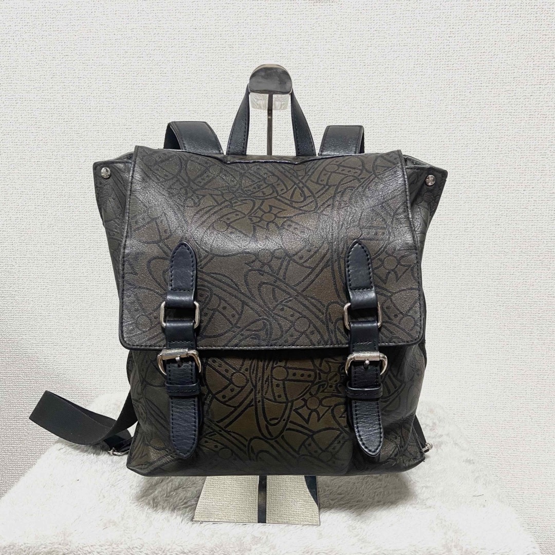 【美品】ヴィヴィアンウエストウッド リュック アーサー カーキ オーブ 柄