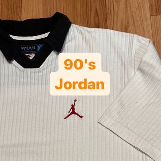 ジョーダン(Jordan Brand（NIKE）)の激レア90s Jordan ジョーダン ポロシャツ 白 ビッグサイズ ビンテージ(ポロシャツ)