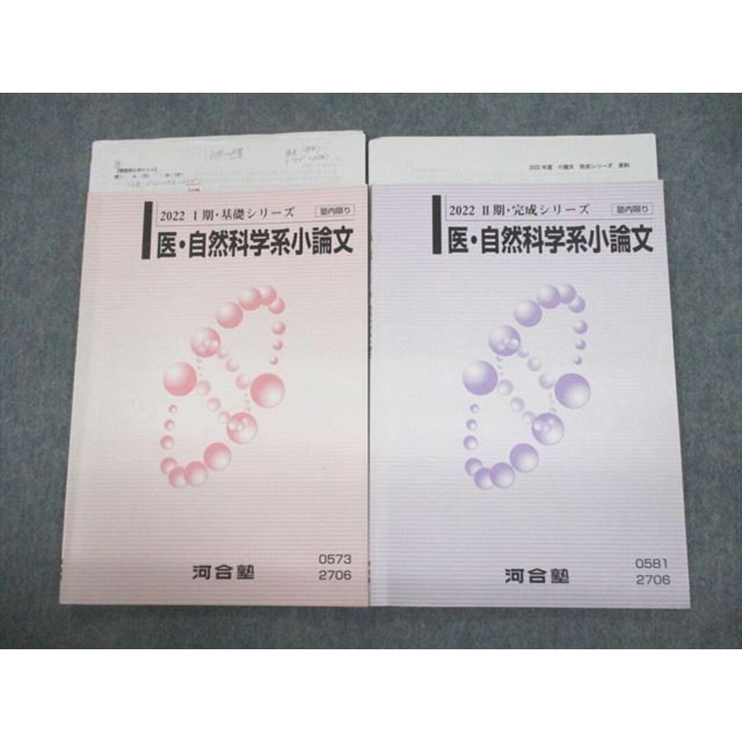 VC10-083 河合塾 医・自然科学系小論文 テキスト通年セット 2022 計2冊 08s0D