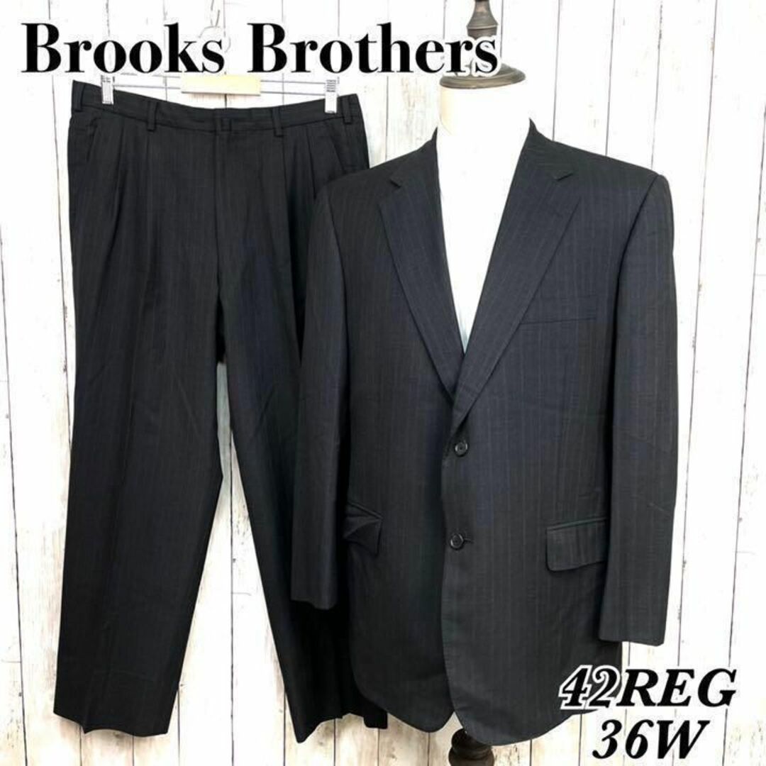 高級『Brooks Brothers』スーツ セットアップ 2B チャコール 
