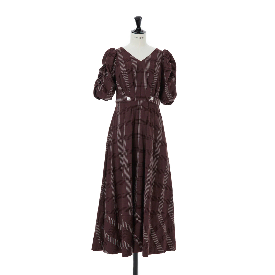 Checked Jacquard Volume Sleeve Dress