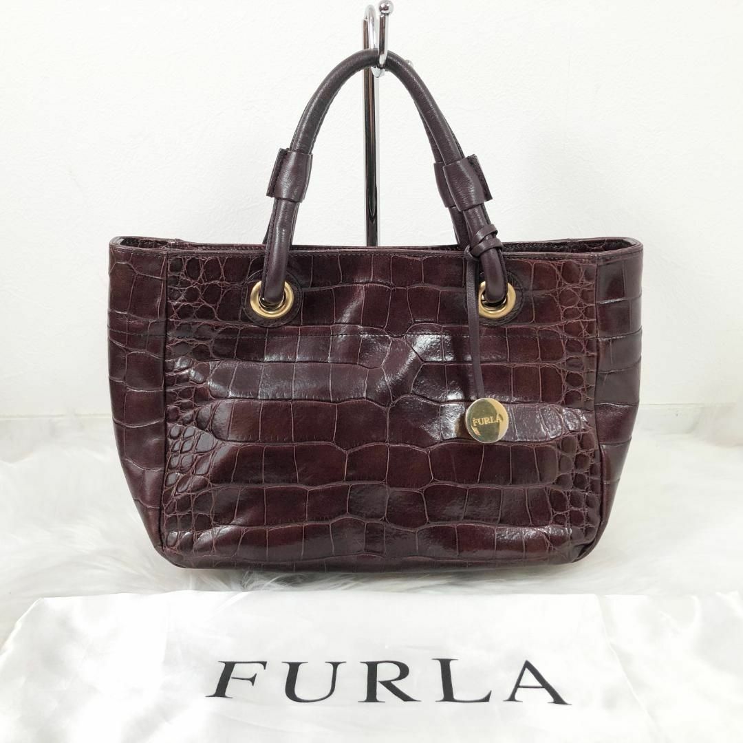 フルラ FURLA ハンドバッグ レザー クロコダイル 型押