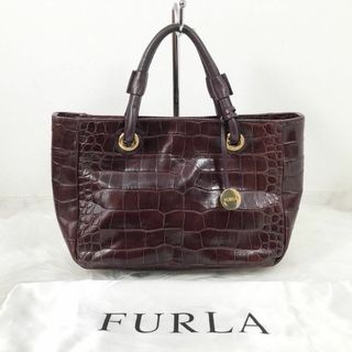 FURLA フルラ ハンドバッグ パイソン クロコ型押 レザー 本革 イタリア製