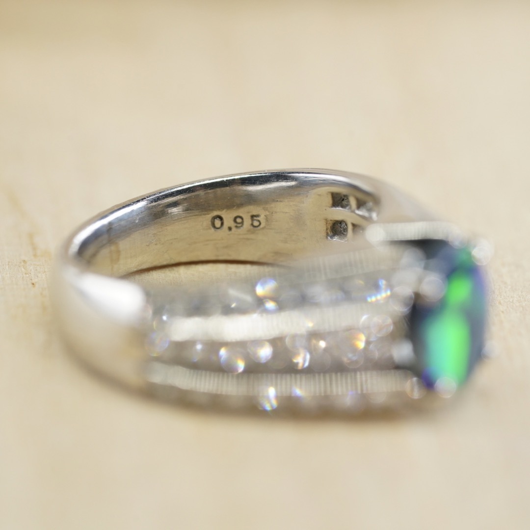 高級ブラックオパール0.95ct ダイヤ プラチナ リング  レディースのアクセサリー(リング(指輪))の商品写真