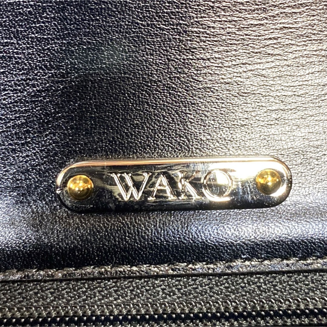 【良品】WAKO 銀座和光 ホースヘア×レザー 黒 ゴールド金具 ハンドバッグ 9