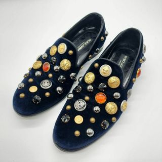 美品 ドルチェ&ガッバーナ DOLCE&GABBANA レザーシューズ ダービーシューズ マットクロコ ワニ革 革靴 メンズ 9(28cm相当) ネイビー