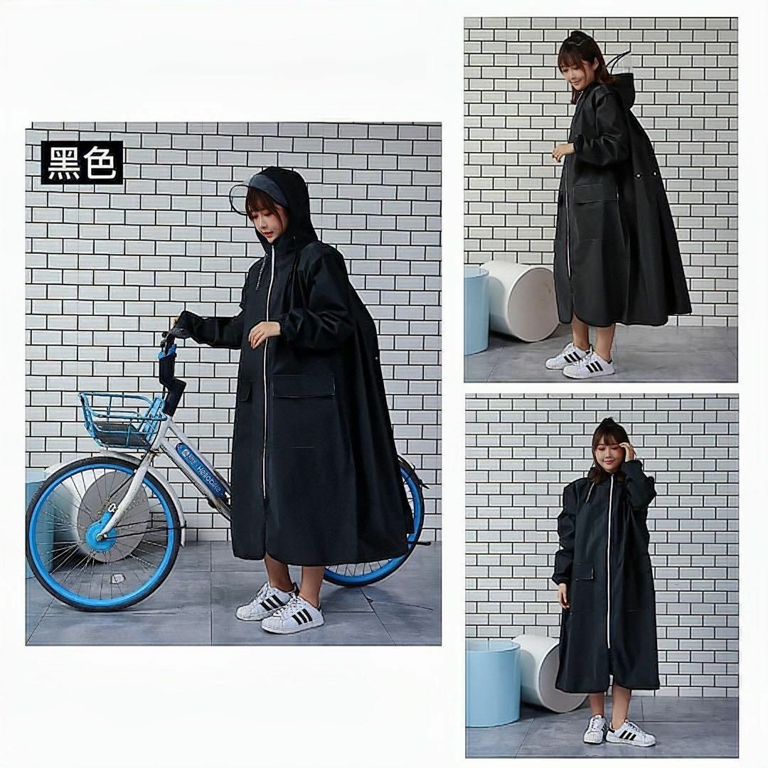 レインコート　ポンチョ　雨具　カッパ　3XL　ブラック　自転車　男女兼用 レディースのファッション小物(レインコート)の商品写真