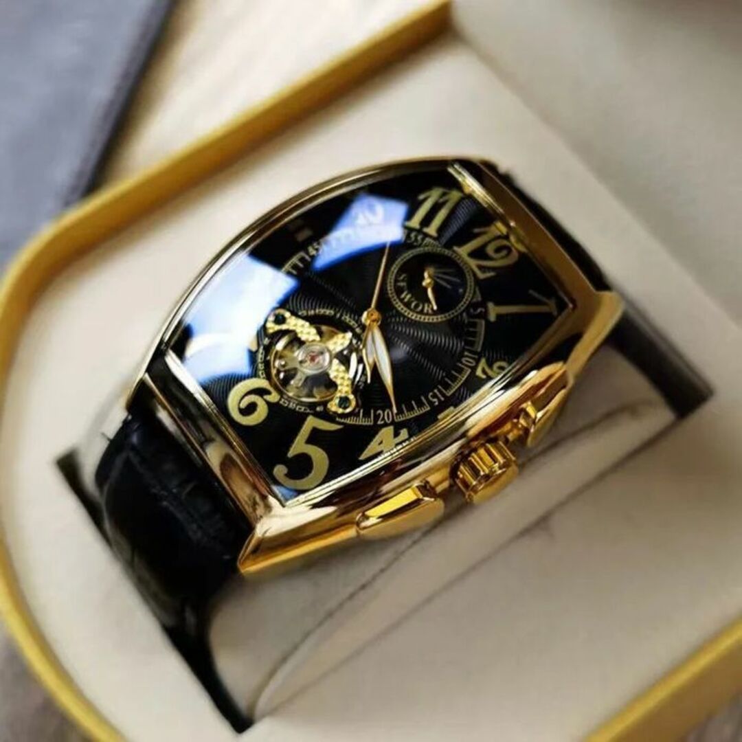 SEWORトップ高級ブランドファッションバレル型革時計メンズ自動機械式時計